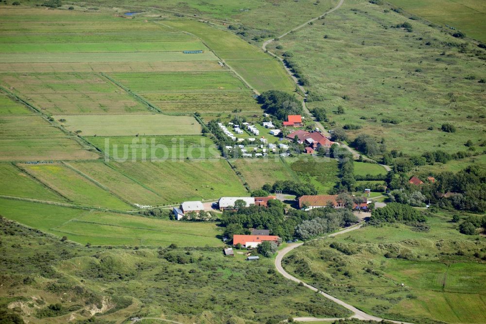 Luftaufnahme Borkum - Gehöft eines Bauernhofes am Rand von bestellten Feldern in Borkum im Bundesland Niedersachsen