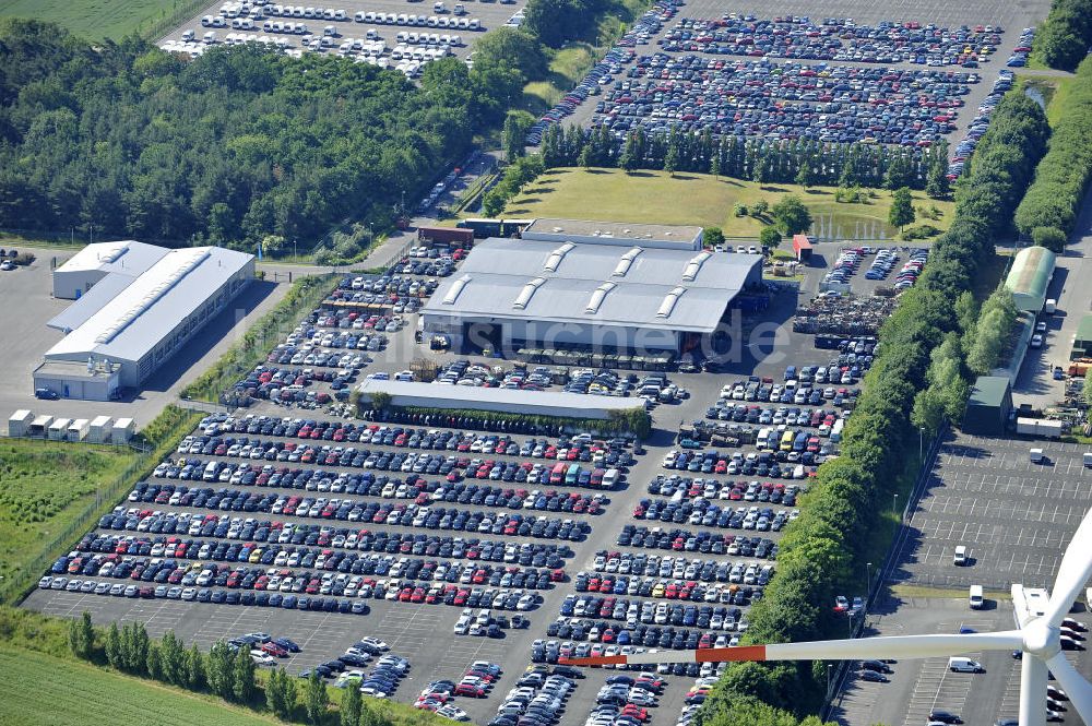 Luftbild Etzin - Gelände der Auto- Service-und Umschlag- Center Mosolf GmbH in Etzin bei Nauen