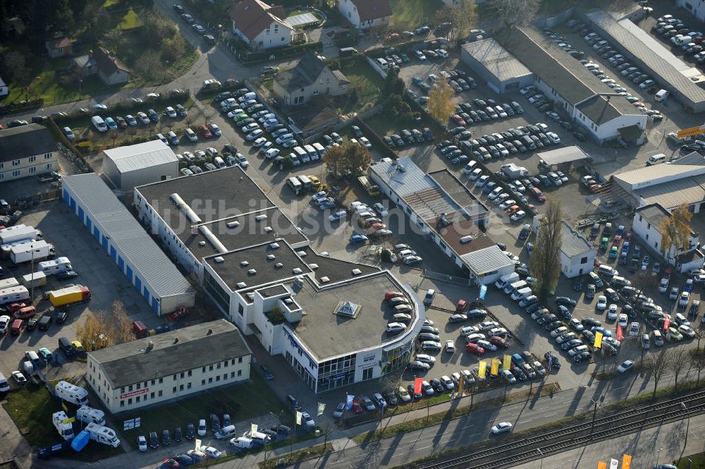 Luftaufnahme Berlin - Gelände des Autohauses Möbus an der Hansastrasse 202 in 13088 Berlin - Hohenschönhausen