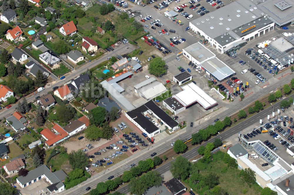 Luftbild Berlin - Gelände des Autohauses Möbus an der Hansastrasse 202 in 13088 Berlin - Hohenschönhausen