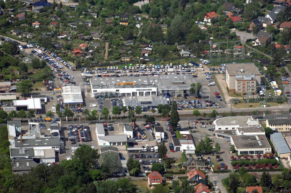 Berlin aus der Vogelperspektive: Gelände des Autohauses Möbus an der Hansastrasse 202 in 13088 Berlin - Hohenschönhausen