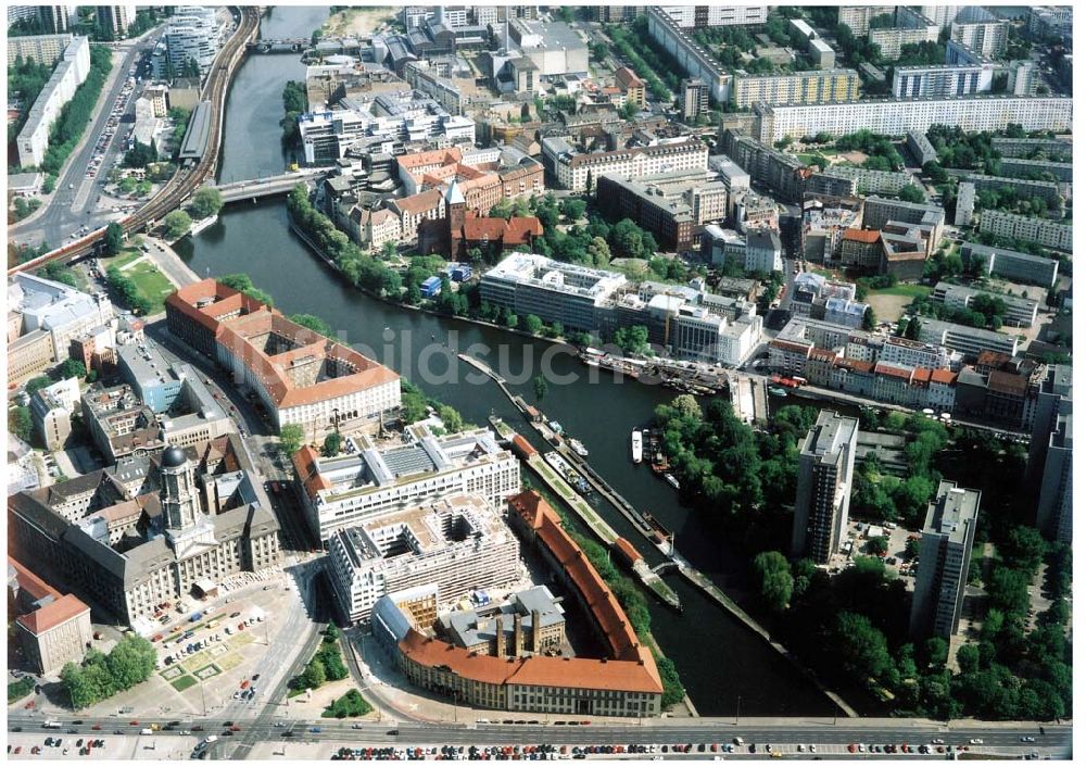 Luftaufnahme Berlin - Gelände der Berliner Münze an der Mühlendammschleuse in Berlin - Mitte.