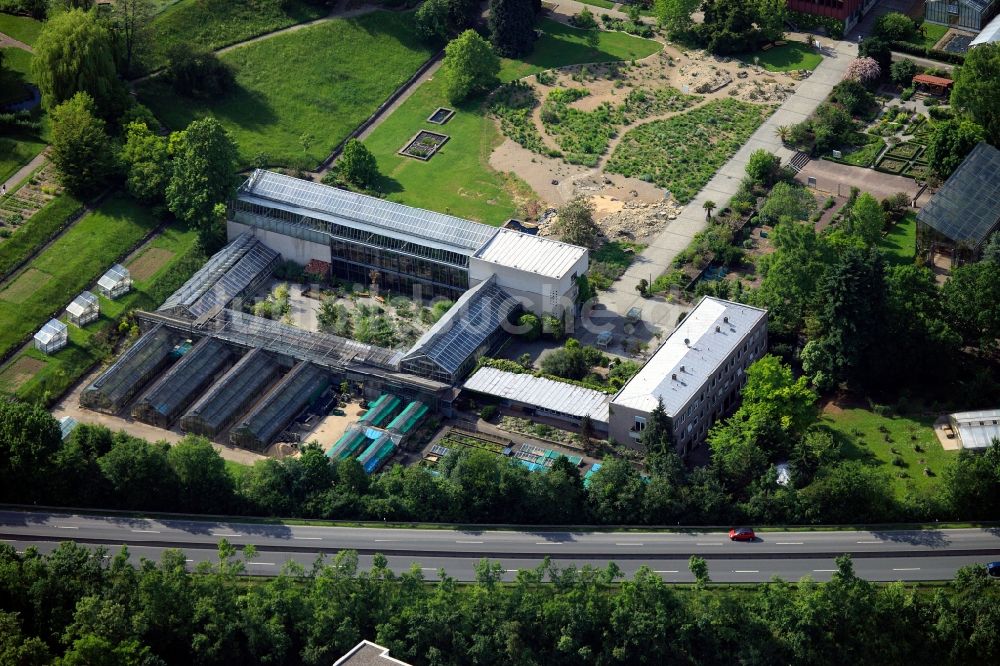 Würzburg aus der Vogelperspektive: Gelände des Botanischen Garten in Würzburg im Bundesland Bayern