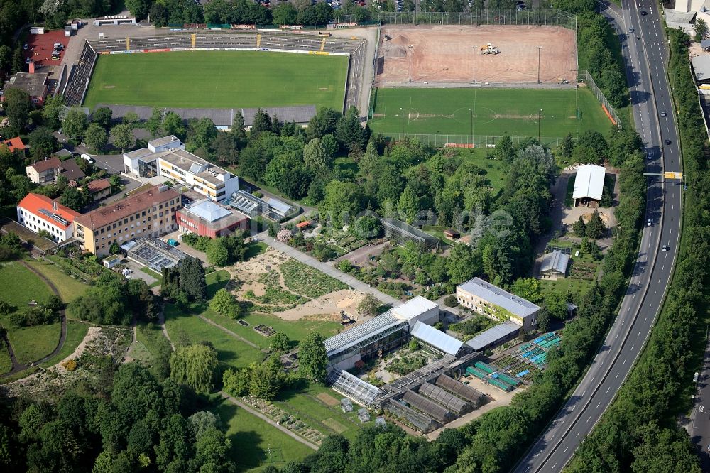 Würzburg aus der Vogelperspektive: Gelände des Botanischen Garten in Würzburg im Bundesland Bayern