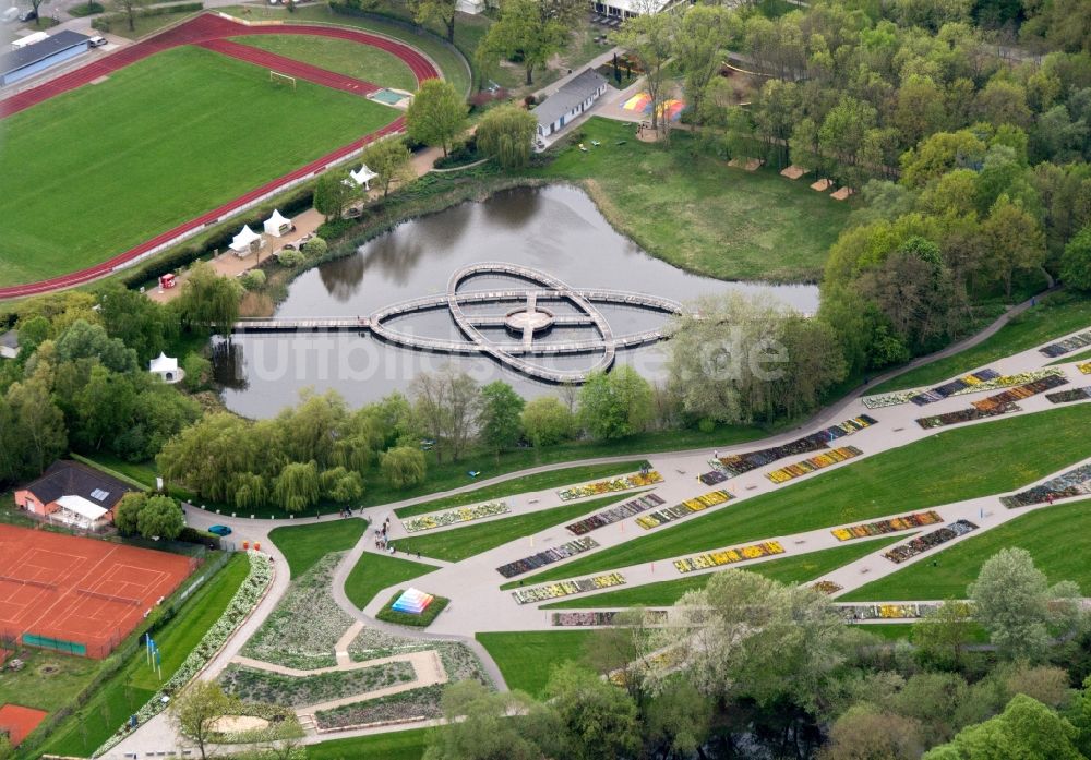 Rathenow von oben - Gelände der Bundesgartenschau 2015 in Rathenow im Bundesland Brandenburg