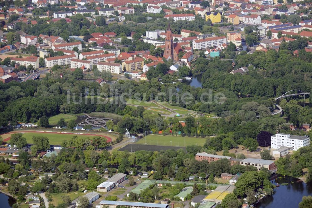 Rathenow aus der Vogelperspektive: Gelände der Bundesgartenschau 2015 in Rathenow im Bundesland Brandenburg