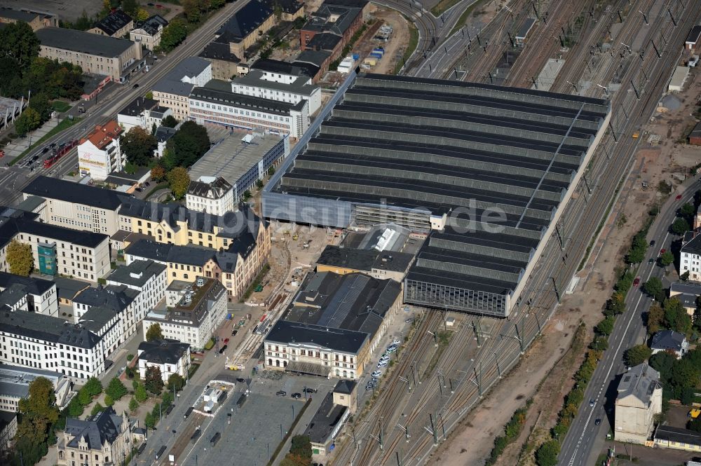 Luftbild Chemnitz - Gelände des Chemnitz Hauptbahnhof im Stadtzentrum in Chemnitz in Sachsen