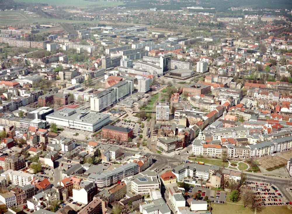 Luftaufnahme Cottbus - BRB - Gelände der Cottbusser Innenstadt am Bereich der Bahnhofstraße, Karl-Liebknecht-Straße, Berliner Straße und Spremberger Straße