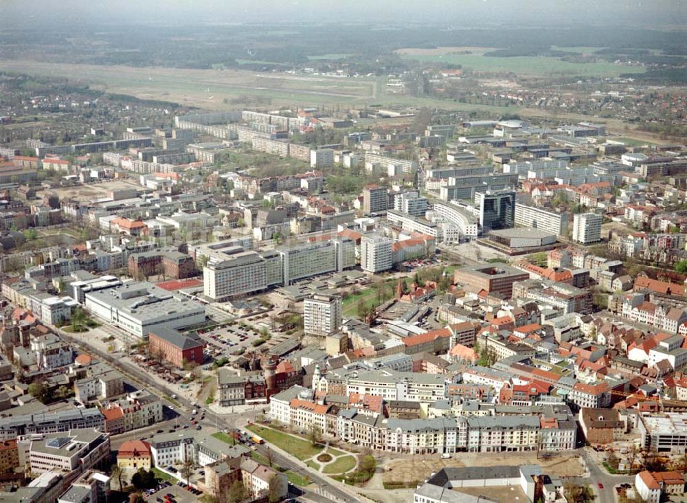 Cottbus - BRB von oben - Gelände der Cottbusser Innenstadt am Bereich der Bahnhofstraße, Karl-Liebknecht-Straße, Berliner Straße und Spremberger Straße