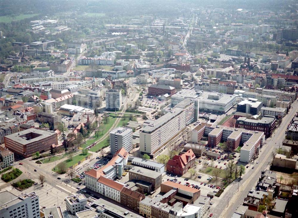 Luftbild Cottbus - BRB - Gelände der Cottbusser Innenstadt am Bereich der Bahnhofstraße, Karl-Liebknecht-Straße, Berliner Straße und Spremberger Straße