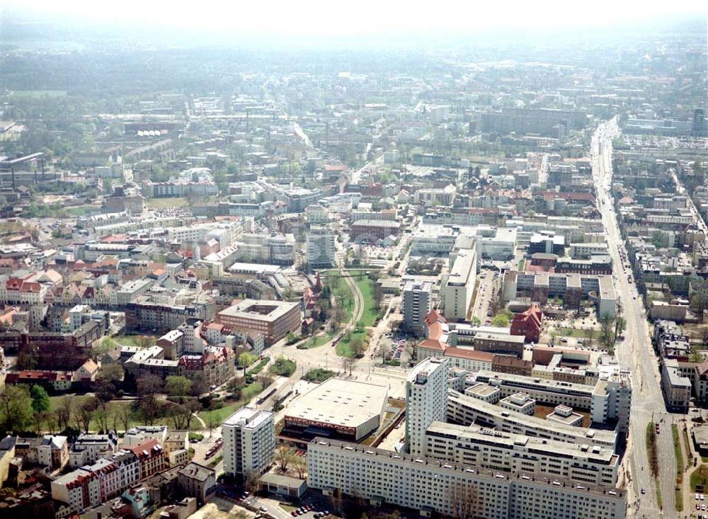 Cottbus - BRB von oben - Gelände der Cottbusser Innenstadt am Bereich der Bahnhofstraße, Karl-Liebknecht-Straße, Berliner Straße und Spremberger Straße