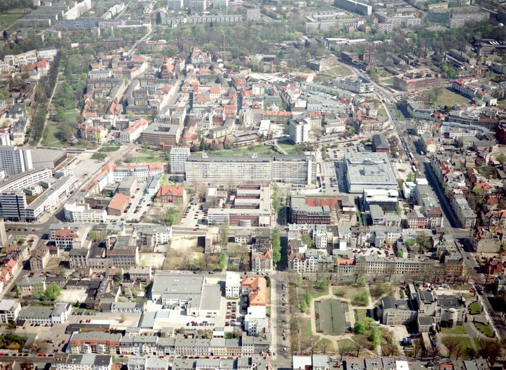 Luftbild Cottbus - BRB - Gelände der Cottbusser Innenstadt am Bereich der Bahnhofstraße, Karl-Liebknecht-Straße, Berliner Straße und Spremberger Straße