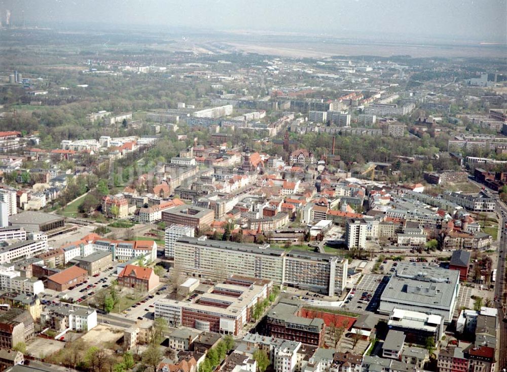 Cottbus - BRB von oben - Gelände der Cottbusser Innenstadt am Bereich der Bahnhofstraße, Karl-Liebknecht-Straße, Berliner Straße und Spremberger Straße