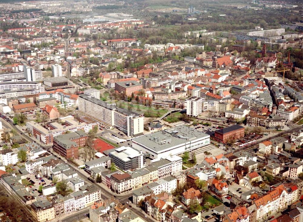 Cottbus - BRB aus der Vogelperspektive: Gelände der Cottbusser Innenstadt am Bereich der Bahnhofstraße, Karl-Liebknecht-Straße, Berliner Straße und Spremberger Straße