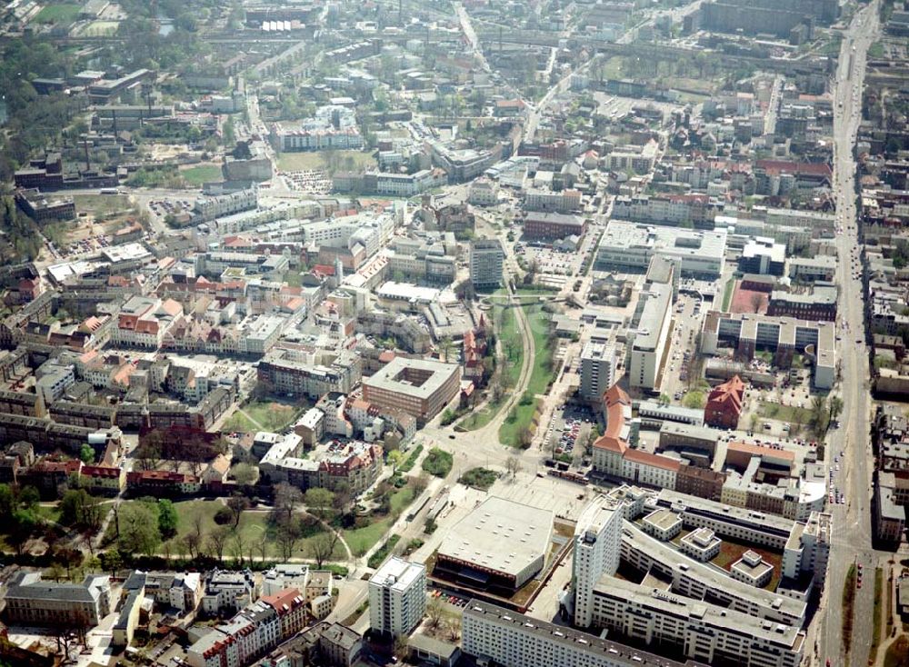 Luftaufnahme Cottbus - BRB - Gelände der Cottbusser Innenstadt am Bereich der Bahnhofstraße, Karl-Liebknecht-Straße, Berliner Straße und Spremberger Straße