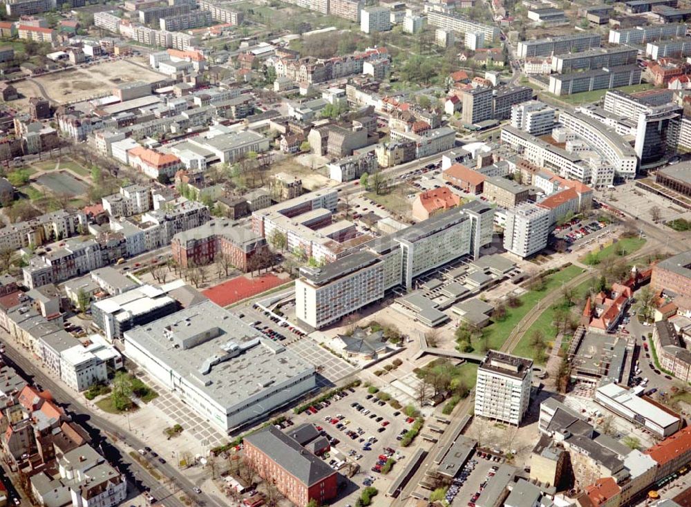 Cottbus - BRB von oben - Gelände der Cottbusser Innenstadt am Bereich der Bahnhofstraße, Karl-Liebknecht-Straße, Berliner Straße und Spremberger Straße