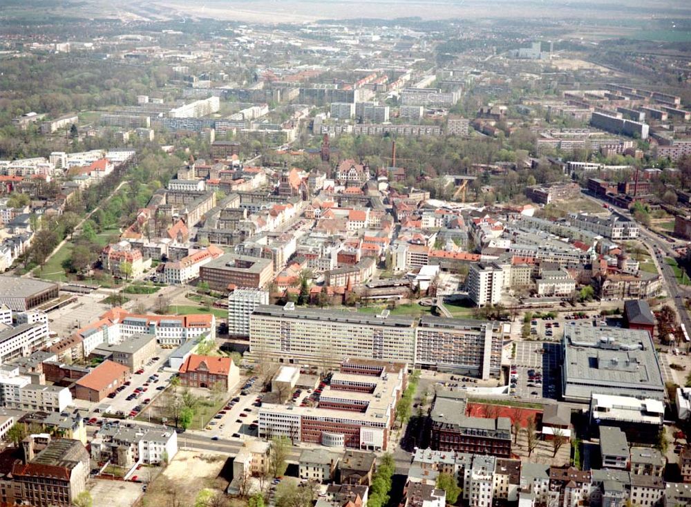 Luftbild Cottbus - BRB - Gelände der Cottbusser Innenstadt am Bereich der Bahnhofstraße, Karl-Liebknecht-Straße, Berliner Straße und Spremberger Straße