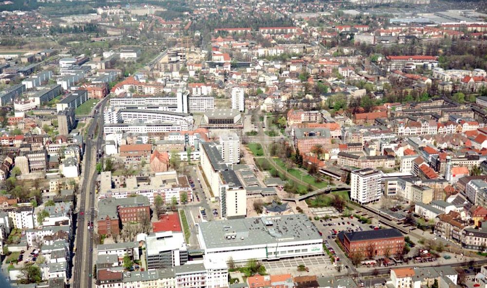 Cottbus - BRB von oben - Gelände der Cottbusser Innenstadt am Bereich der Bahnhofstraße, Karl-Liebknecht-Straße, Berliner Straße und Spremberger Straße