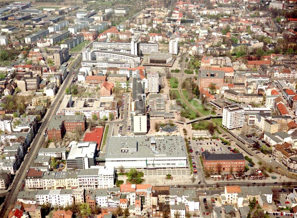 Cottbus - BRB aus der Vogelperspektive: Gelände der Cottbusser Innenstadt am Bereich der Bahnhofstraße, Karl-Liebknecht-Straße, Berliner Straße und Spremberger Straße