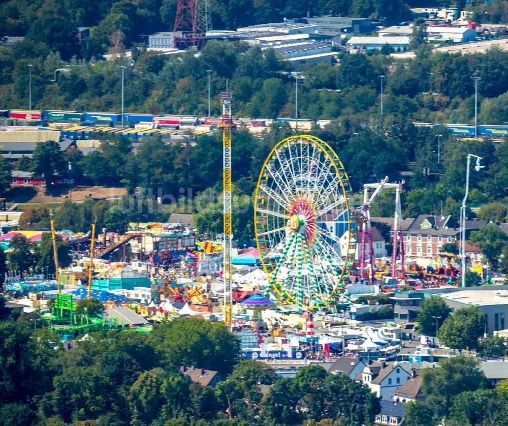 Herne aus der Vogelperspektive: Gelände der Cranger Kirmes in Herne im Bundesland Nordrhein-Westfalen, Deutschland