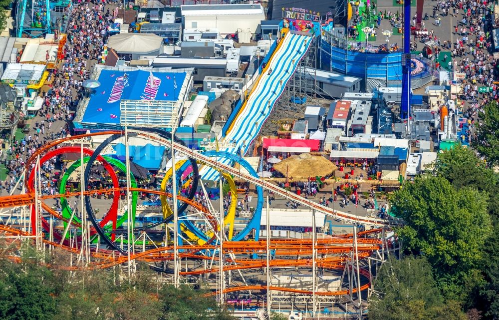 Herne von oben - Gelände der Cranger Kirmes in Herne im Bundesland Nordrhein-Westfalen, Deutschland