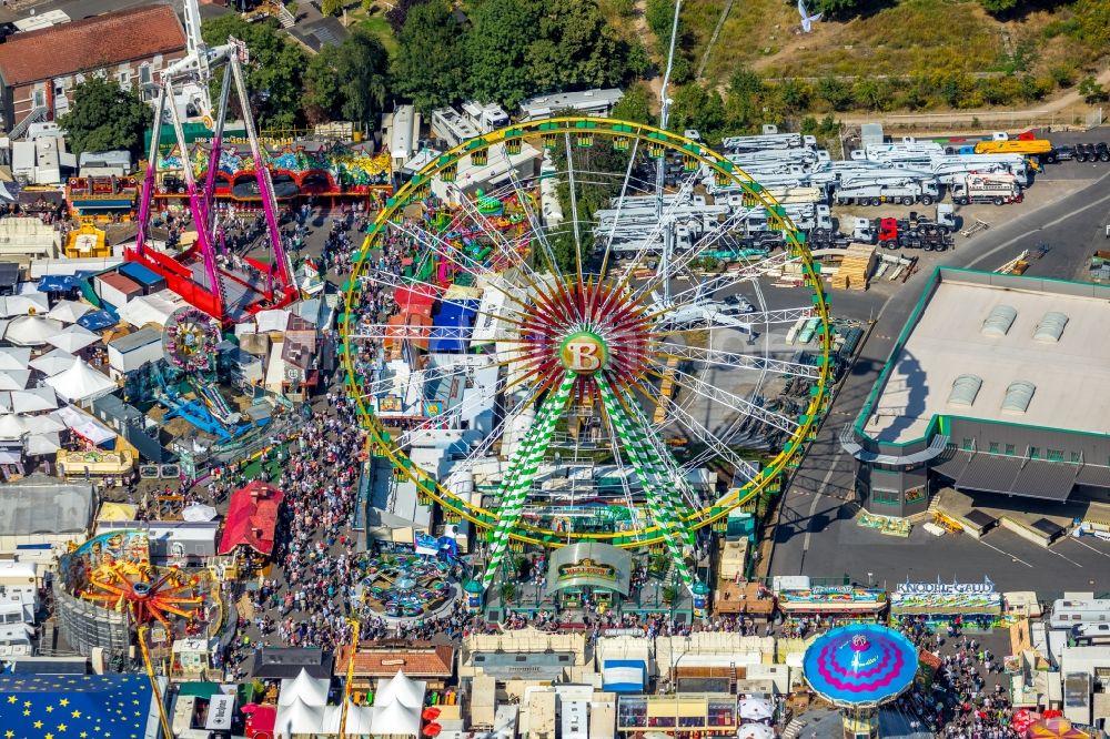 Herne von oben - Gelände der Cranger Kirmes in Herne im Bundesland Nordrhein-Westfalen, Deutschland