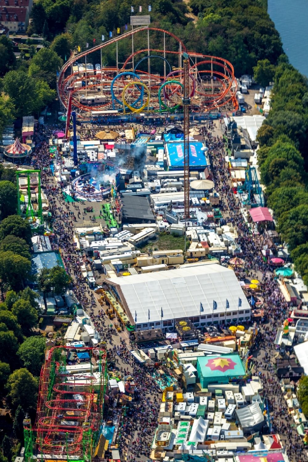 Luftbild Herne - Gelände der Cranger Kirmes in Herne im Bundesland Nordrhein-Westfalen, Deutschland