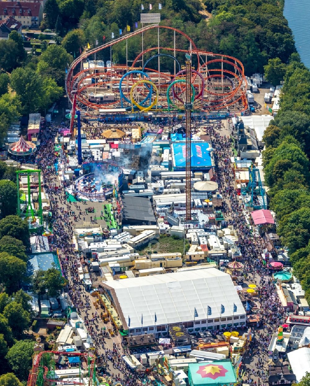 Luftaufnahme Herne - Gelände der Cranger Kirmes in Herne im Bundesland Nordrhein-Westfalen, Deutschland