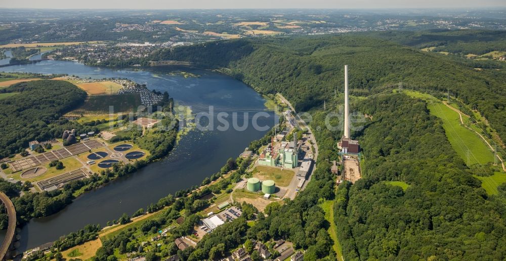 Herdecke von oben - Gelände des Cuno - Kraftwerk der ENERVIE AG an der Ruhr in Herdecke in Nordrhein-Westfalen