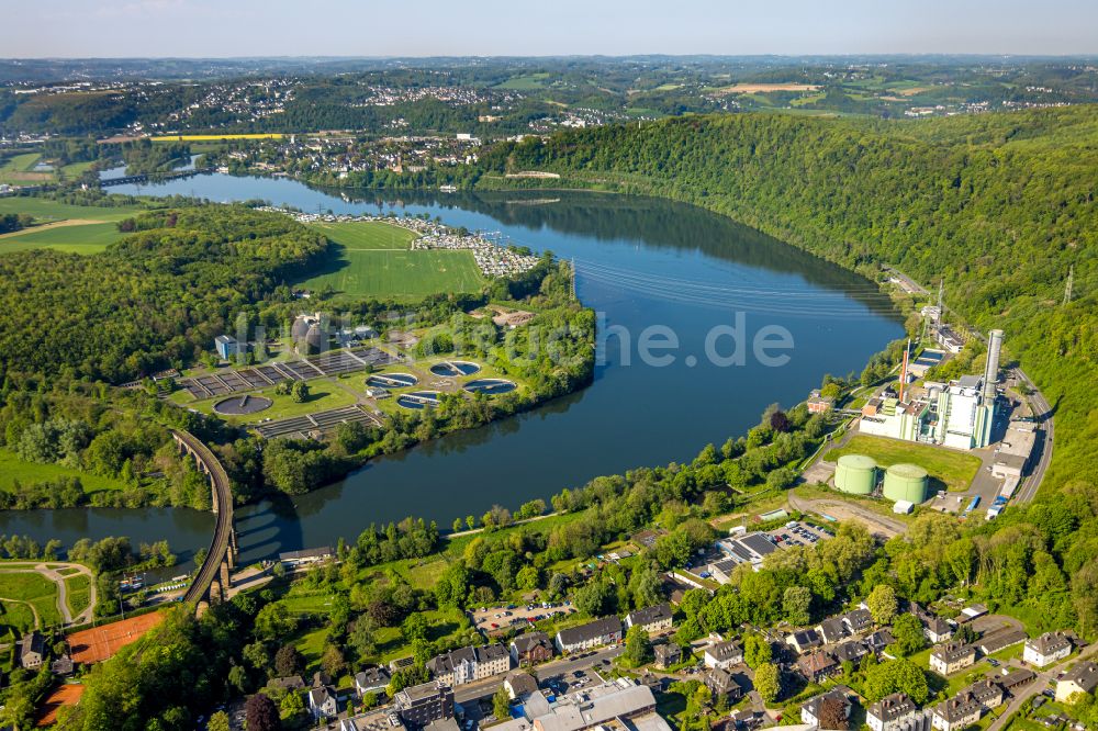 Herdecke aus der Vogelperspektive: Gelände des Cuno - Kraftwerk der ENERVIE AG an der Ruhr in Herdecke in Nordrhein-Westfalen