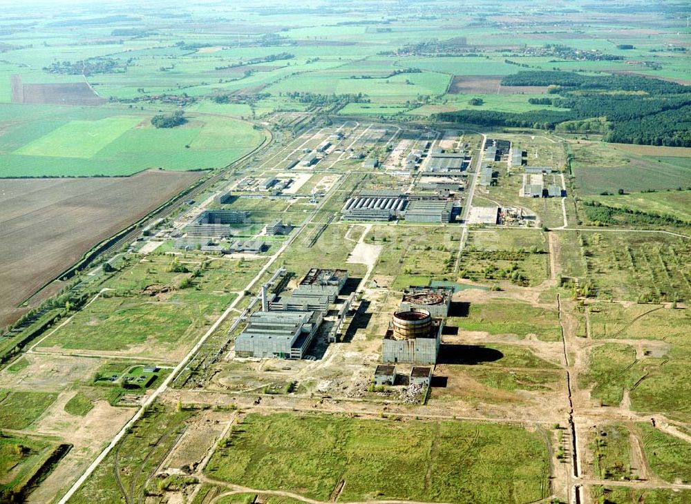 Stendal / Sachsen - Anhalt von oben - Gelände der ehem. Baustelle des AKW Stendal (nördlich von Magdeburg).