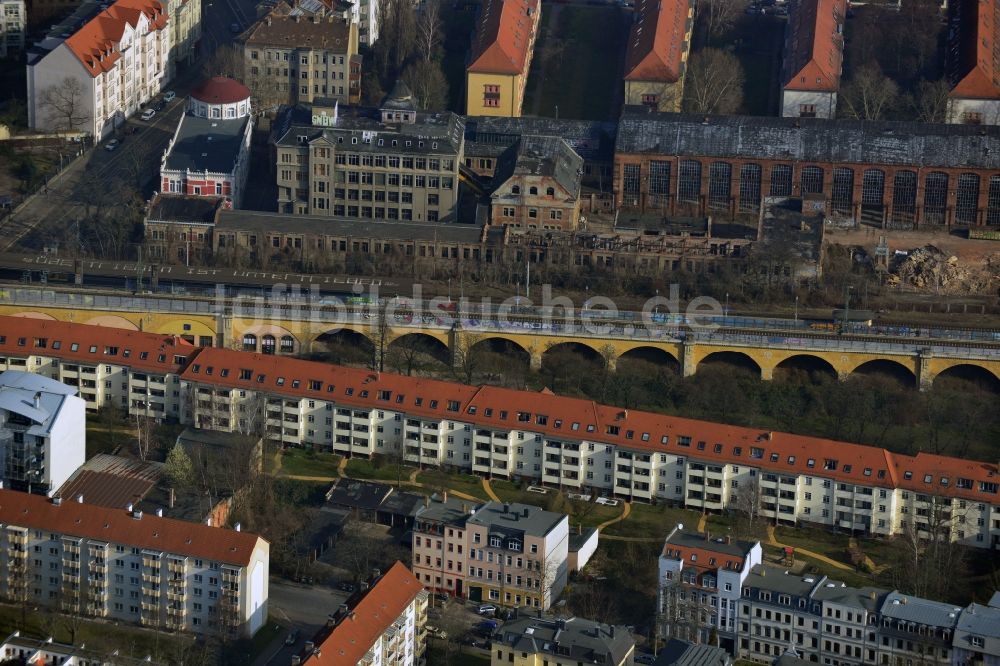 Leipzig-Gohlis aus der Vogelperspektive: Gelände der ehemaligen Bleichert-Werke in Leipzig-Gohlis im Bundesland Sachsen