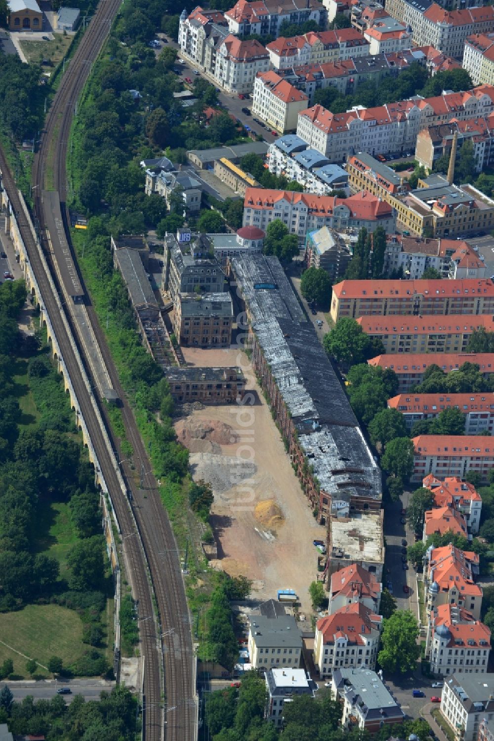 Leipzig-Gohlis aus der Vogelperspektive: Gelände der ehemaligen Bleichert-Werke in Leipzig-Gohlis im Bundesland Sachsen