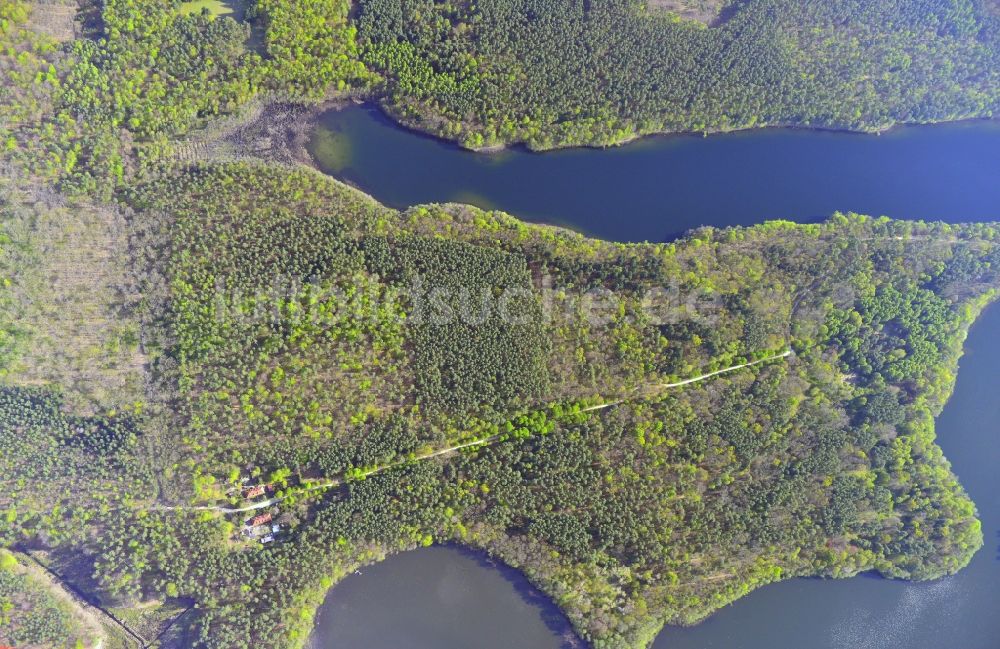 Groß Dölln von oben - Gelände des ehemaligen Carinhall- Anwesens in der Schorfheide zwischen Großdöllner See und Wuckersee im Ortsteil Groß Dölln im Bundesland Brandenburg