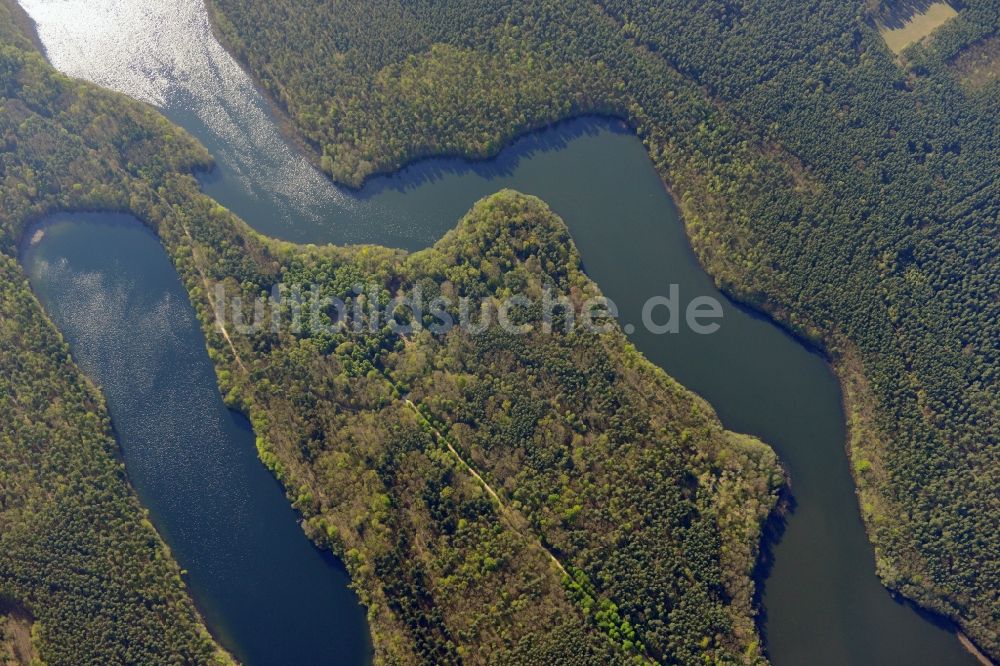 Groß Dölln von oben - Gelände des ehemaligen Carinhall- Anwesens in der Schorfheide zwischen Großdöllner See und Wuckersee im Ortsteil Groß Dölln im Bundesland Brandenburg