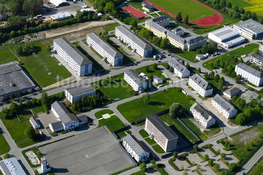 Luftbild Schneeberg - Gelände des ehemaligen Kaserne und Militär - Liegenschaft ehemalige Jägerkaserne in Schneeberg im Bundesland Sachsen, Deutschland