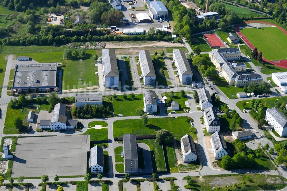 Luftaufnahme Schneeberg - Gelände des ehemaligen Kaserne und Militär - Liegenschaft ehemalige Jägerkaserne in Schneeberg im Bundesland Sachsen, Deutschland