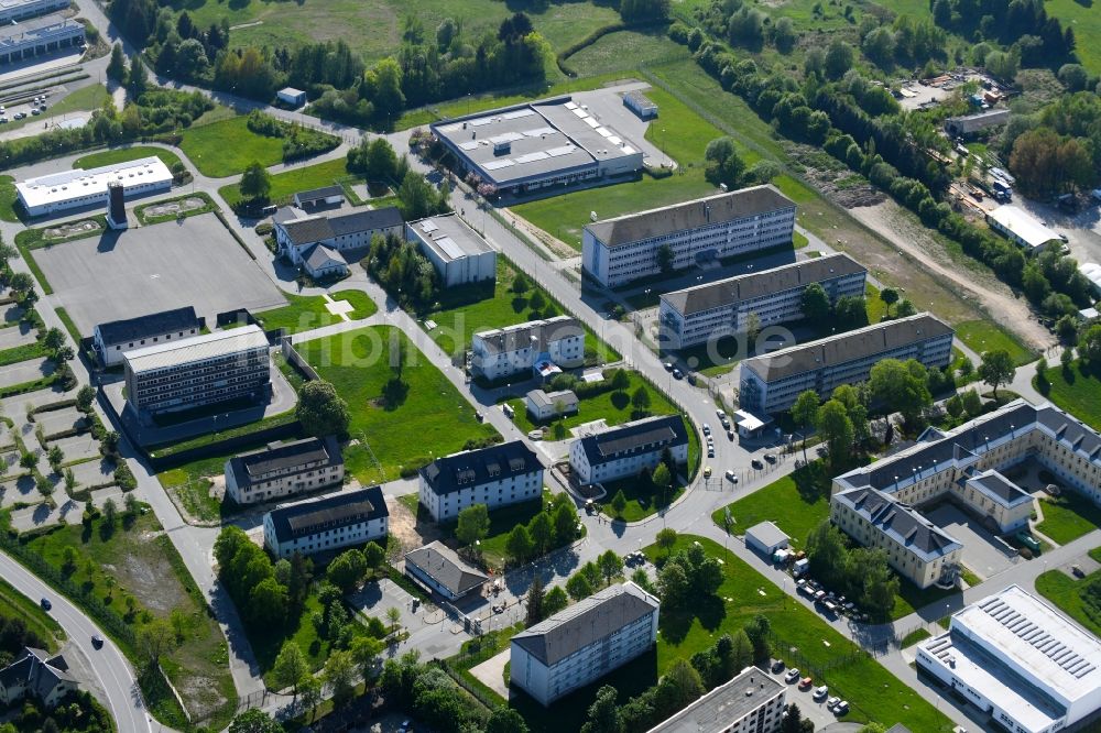 Luftbild Schneeberg - Gelände des ehemaligen Kaserne und Militär - Liegenschaft ehemalige Jägerkaserne in Schneeberg im Bundesland Sachsen, Deutschland