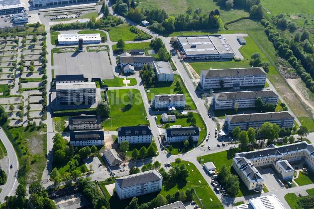 Luftaufnahme Schneeberg - Gelände des ehemaligen Kaserne und Militär - Liegenschaft ehemalige Jägerkaserne in Schneeberg im Bundesland Sachsen, Deutschland