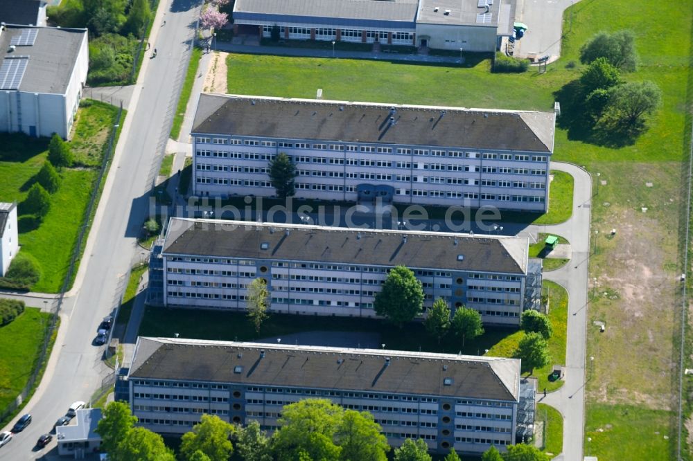 Luftbild Schneeberg - Gelände des ehemaligen Kaserne und Militär - Liegenschaft ehemalige Jägerkaserne in Schneeberg im Bundesland Sachsen, Deutschland