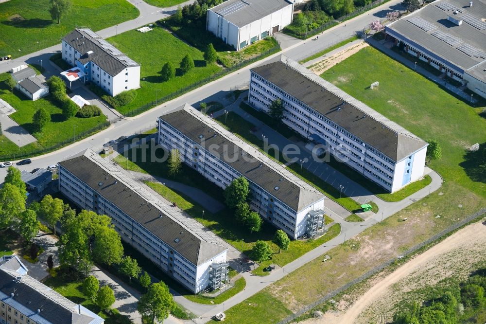 Luftaufnahme Schneeberg - Gelände des ehemaligen Kaserne und Militär - Liegenschaft ehemalige Jägerkaserne in Schneeberg im Bundesland Sachsen, Deutschland