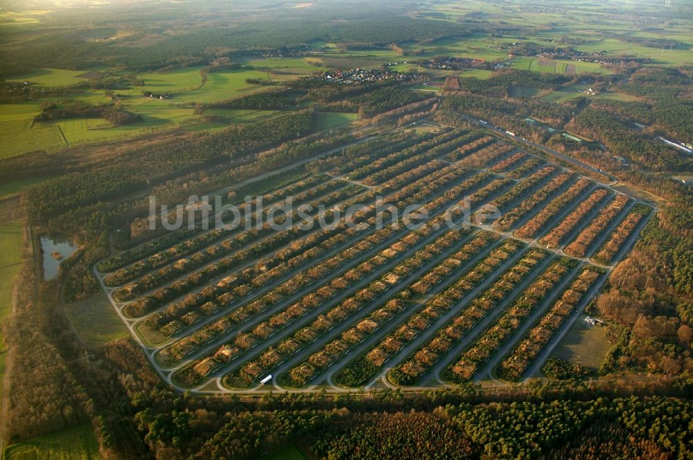 Dorsten von oben - Gelände eines ehemaligen Munitions- Depots mit Bunkeranlagen im Stadtteil Dorsten- Wulfen in Dorsten im Bundesland Nordrhein-Westfalen