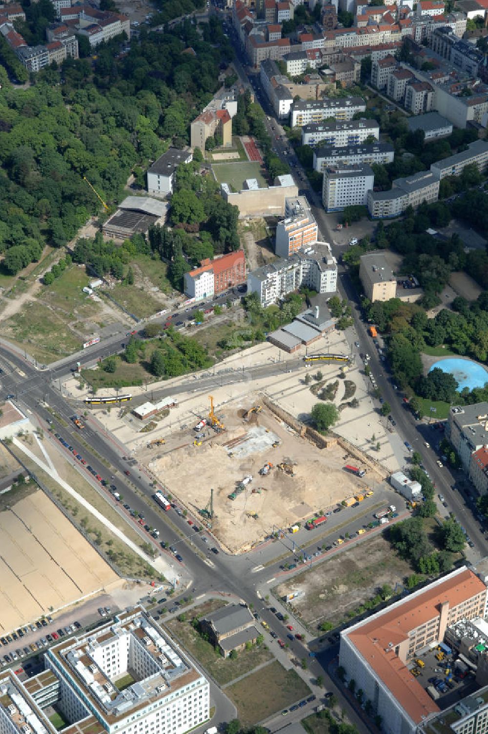 Berlin aus der Vogelperspektive: Gelände des ehemaligen Nordbahnhof in Berlin Mitte