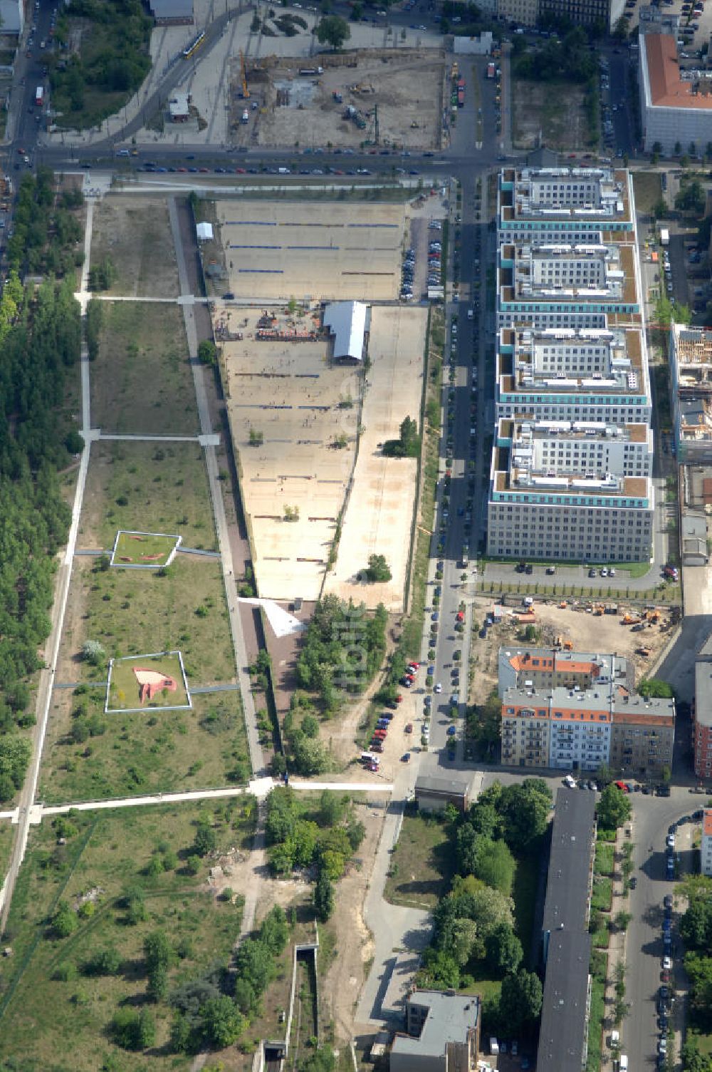 Luftbild Berlin - Gelände des ehemaligen Nordbahnhof in Berlin Mitte