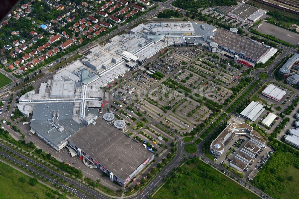 Leipzig von oben - Gelände des Einkaufszentrum Paunsdorf Center in Leipzig im Bundesland Sachsen