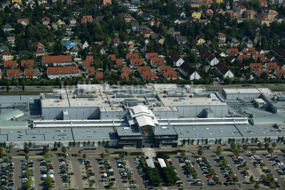 Leipzig von oben - Gelände des Einkaufszentrum Paunsdorf Center in Leipzig im Bundesland Sachsen