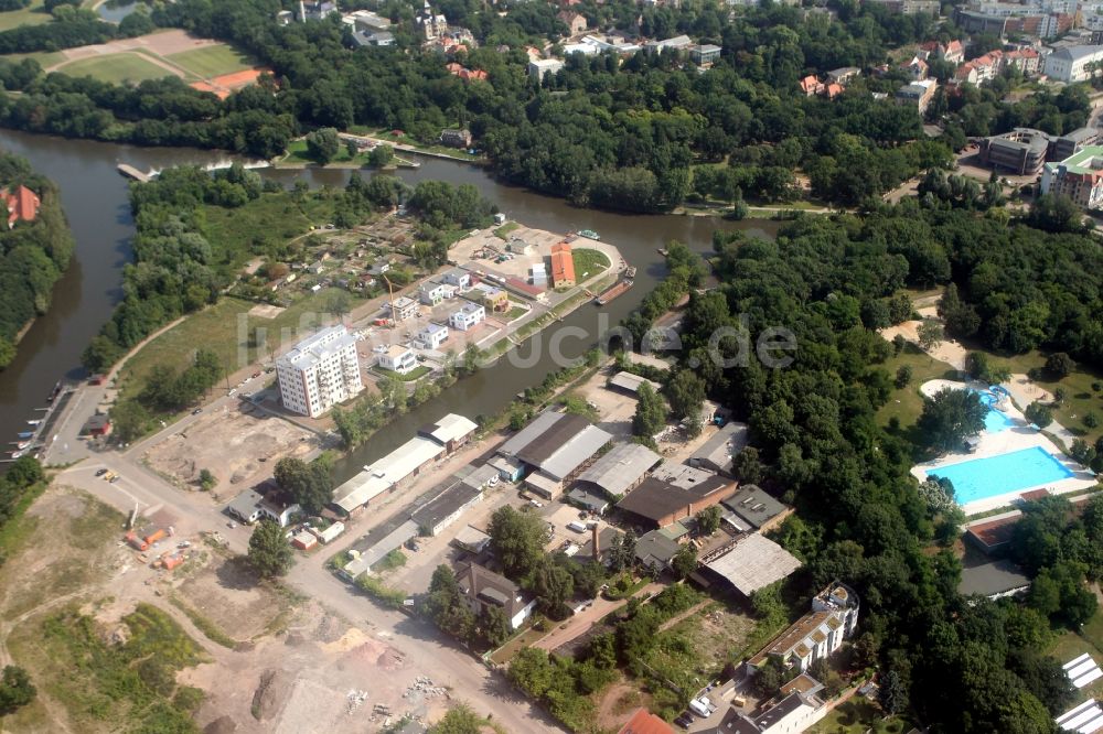 Halle ( Saale ) von oben - Gelände des Entwicklungsgebiet Stadthafen an der Hafenstraße in Halle Saale im Bundesland Sachsen-Anhalt