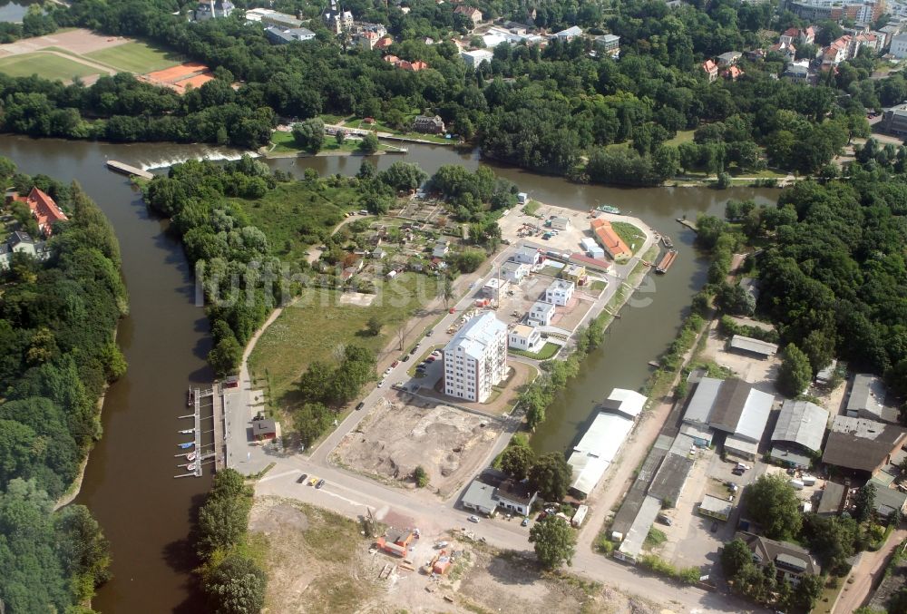 Luftbild Halle ( Saale ) - Gelände des Entwicklungsgebiet Stadthafen an der Hafenstraße in Halle Saale im Bundesland Sachsen-Anhalt