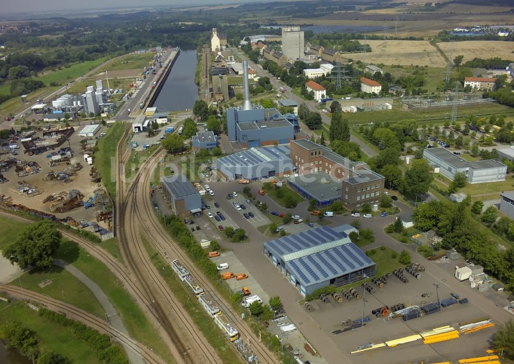 Halle ( Saale ) von oben - Gelände des Entwicklungsgebiet Stadthafen an der Hafenstraße in Halle Saale im Bundesland Sachsen-Anhalt