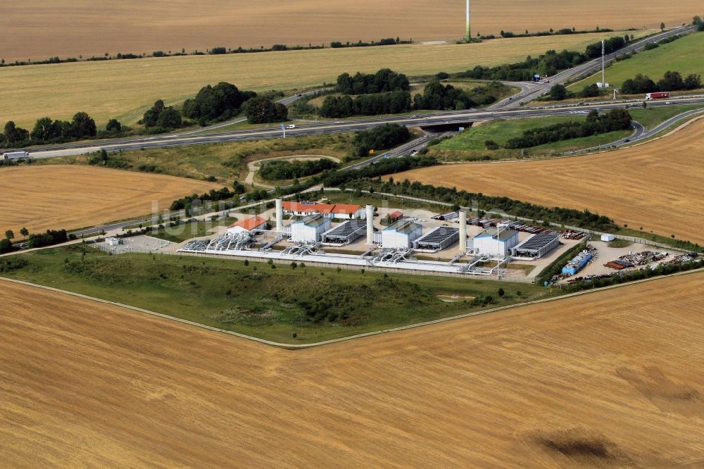 Eischleben von oben - Gelände der Erdgas - Verdichterstation der Wingas GmbH in Eischleben in Thüringen